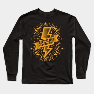 Beware Of Electricity Retro Vintage v4 Long Sleeve T-Shirt